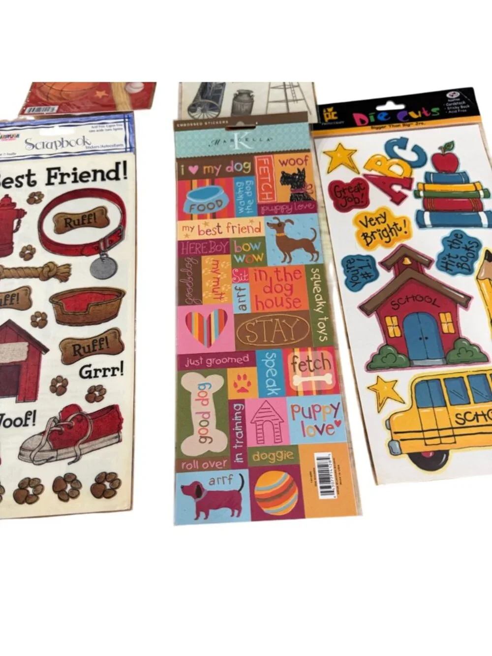 Assorted Scrapbook Sticker Sheets Farm Dog Christmas School Farm Sports
